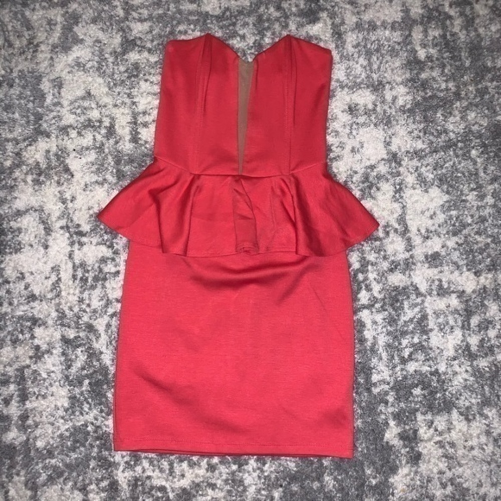 Pink and Nude Peplum mini dress